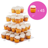 Jusalpha® 4 Tier Square Wedding Acrylic Cupcake Tower Stand-Cake Stand-Dessert Stand-Cupcake holder-Pastry serving platter (4 Tier With Rod Feet)