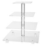 Jusalpha® 4 Tier Square Wedding Acrylic Cupcake Tower Stand-Cake Stand-Dessert Stand-Cupcake holder-Pastry serving platter (4 Tier With Rod Feet)