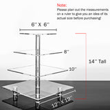 Jusalpha® 4 Tier Square Wedding Acrylic Cupcake Tower Stand-Cake Stand-Dessert Stand-Cupcake holder-Pastry serving platter (4 Tier With Rod Feet)