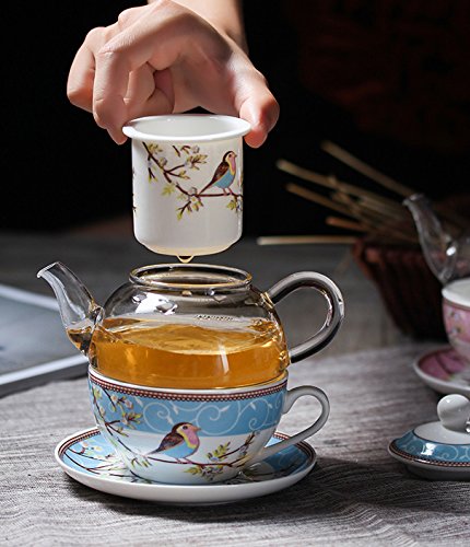 Glass Teapot Set With 4 Teacups, 1500 Ml/50 Oz Tea Pot With