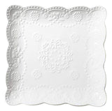 Jusalpha Square Embossed Lace Plate- 4 Pieces (6 Inches, White)