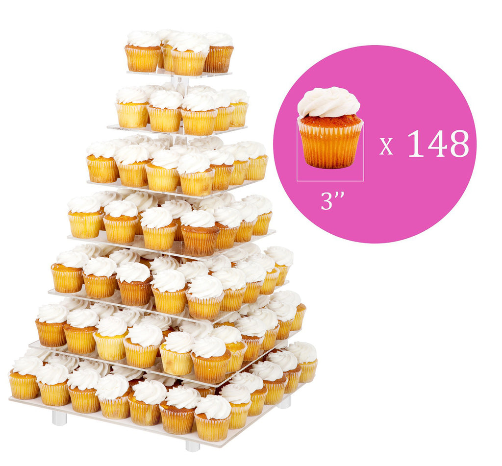 Jusalpha® 4 Tier Square Wedding Acrylic Cupcake Tower Stand-Cake Stand