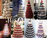 JUSALPHA® 7 Tier Circle Acrylic Cupcake Stand- Cake Stand -Wedding Cake Tower