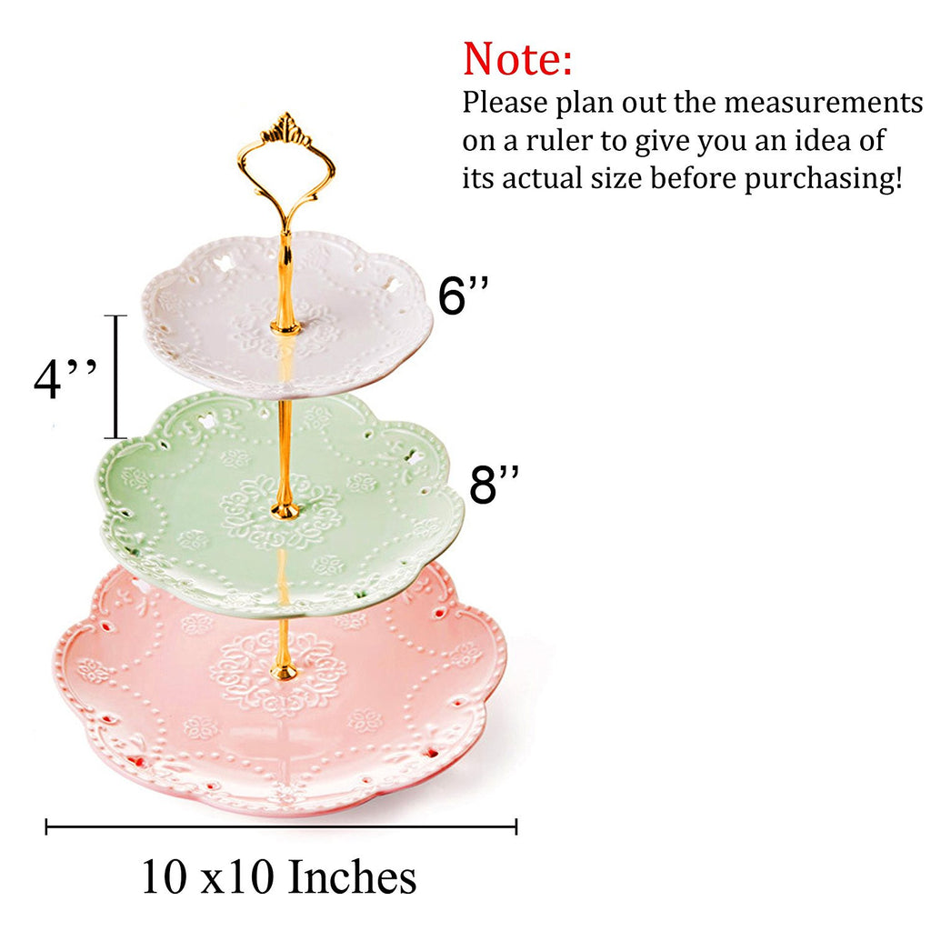 PRETYZOOM Stylish Ceramic Cake Tray Stand Double Layer Dessert Display