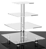 Jusalpha® 4 Tier Square Wedding Acrylic Cupcake Tower Stand-Cake Stand-Dessert Stand-Cupcake holder-Pastry serving platter (4 Tier With Rod Feet)