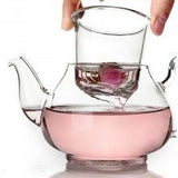 Jusalpha Glass Filtering Tea Maker Teapot with a Warmer and 6 Tea Cups Set (Version 1, 27 OZ)