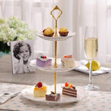 Jusalpha® 3-tier Ceramic Cake Stand-cupcake Stand- Dessert Stand-tea Party Serving Platter (3RW Gold)