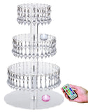 Jusalpha® Acrylic Cupcake Tower Stand with Hanging Crystal Bead-wedding Party Cake Tower (4 Tier with LED Tea Light)