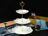 Jusalpha® 3-tier Ceramic Cake Stand-cupcake Stand- Dessert Stand-tea Party Serving Platter (3RW Gold)