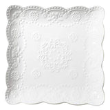 Jusalpha Square Embossed Lace Plate- 4 Pieces (8 Inches, White)