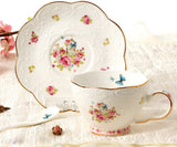Jusalpha Porcelain Tea Sets Flower Series Tea Cup and Saucer Set-Coffee Cup Set with Saucer and Spoon FD-TCS11 (Set of 6)