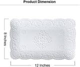 Jusalpha Fine China Rectangle Embossed Lace Plate-1 Piece (12 Inches, White)