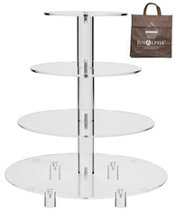 Jusalpha® 4 Tier Acrylic Glass Round Cake Stand-cupcake Stand- Dessert Stand-tea Party Serving Platter for Wedding Party(4TR) (Large With Rod Feet)