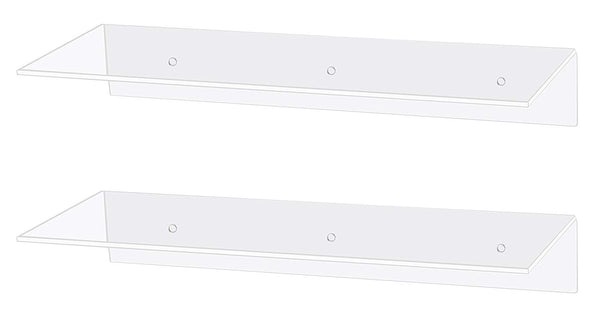 Jusalpha 12 Inch Contemporary Clear Acrylic Floating Shelves -Wall Mounted Display Organizer, Set of 2 (12 Inches)