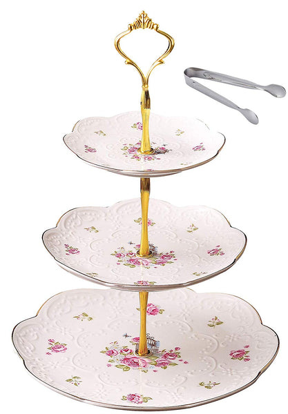 ONEUSTAR 3 Tier Porcelain Cupcake Stand Serving Tray - View #3