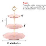 Jusalpha 3-tier Pink Ceramic Cake Stand/Cupcake Stand/Dessert Stand/Tea Party Pastry Serving Platter/Food Display, Stand, Home Decor, Pink (3RP Gold)