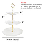 Jusalpha 3-tier White Ceramic Cake Stand-cupcake Stand- Dessert Stand-tea Party Serving Platter (3RW Gold)