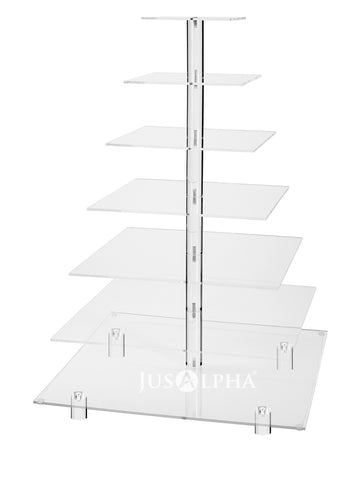 Jusalpha® Large 7 Tier Wedding Party Acrylic Glass Cupcake Stand-Cake and Dessert Tower