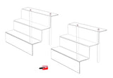 2 Pack Acrylic Riser Display Shelf for Amiibo Funko POP Figures, Cupcakes Stand, Food Display Stand, Cabinet, Countertops - 3-Tier, Clear (12" x 8.75'', 2 Sets)