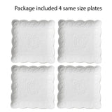 Jusalpha Square Embossed Lace Plate- 4 Pieces (6 Inches, White)